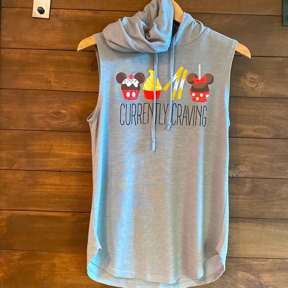Disney parks gray sleeveless hoodie.